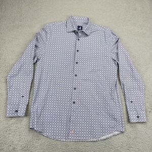 Johnnie-O Shirt Mens Medium Gulf Blue JMWL 4680 Long Sleeve Button Front Cotton